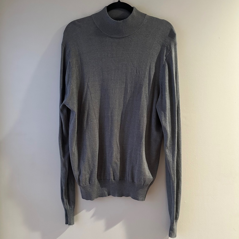 Jos. A.‎ Bank Signature Collection Mens 100% Silk Mock Neck Sweater Grey Medium